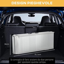 Homcom Rampa Per Sedia A Rotelle E Scooter Per Disabili Pieghevole, Lega Di Alluminio Antiscivolo Capacità 272Kg, 183X72X5Cm - 8