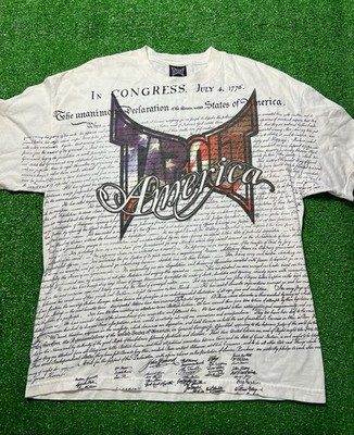 Y2K TAPOUT T Shirt America Declaration of Independence AOP One Size