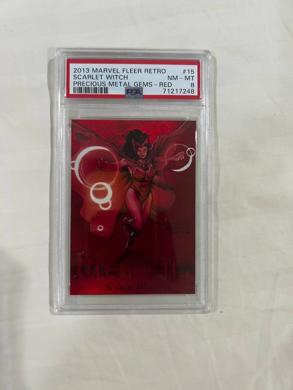 2013 Marvel Fleer Retro #15 Scarlet Witch Precious Metal Gems PMG Red PSA 8 /100