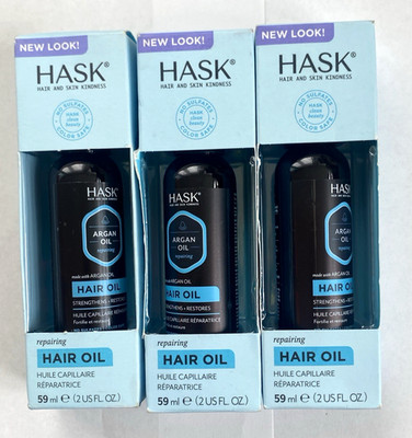 3 HASK Argan Oil Repairing Hair Oil Smooths Frizz & Adds Shine  2 fl oz each NIB