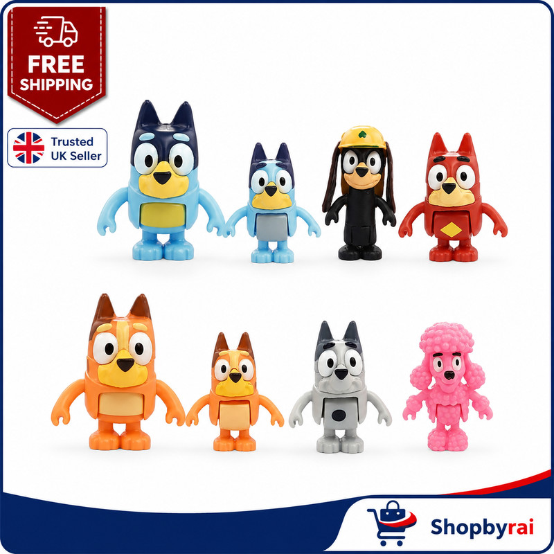 Bluey Family & Friends Action Figure Set 8 Pieces Collectable Toys UK