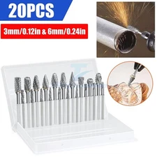 20PCS Tungsten Steel Cut Burr 1/8" Shank Carbide Burr Rotary Drill Bits Tool Set
