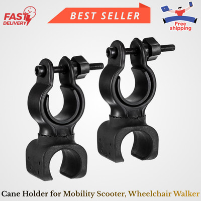 2PCS Cane Holder for Mobility Scooter, Universal Walking Stick Holders for Wheel