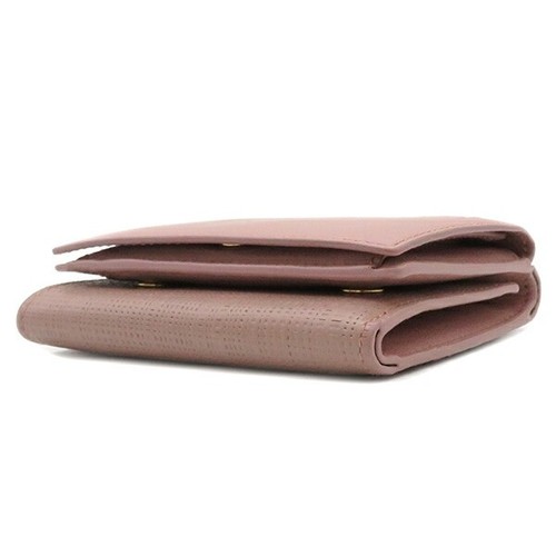 Loewe Loewe Tri-Fold Wallet Linen Leather Pink Gold Metal Fittings - Picture 3 of 14
