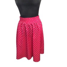 Pink Polka Dot Skirt Pocket Size Medium M Vintage Elastic Waist