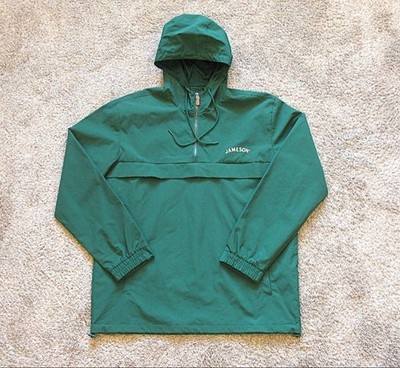 Jameson Whiskey 1/2 Zip Canvas Rain Jacket Hoodie Poncho Pullover Windbreaker L