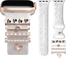 Flower Engraved Band Compatible with Apple Watch Women 40mm Replacement Strap