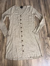 Forever 21+ Bodycon Dress 1X Tan Long Sleeve Pullover Faux Button