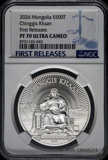 2026 Mongolia 1oz Silver Chinggis Khaan NGC PF70 First Release