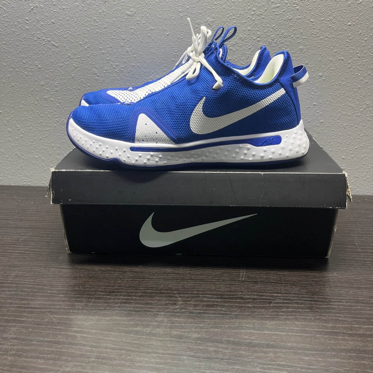 Nike Mens PG4 Blue/White Signature Basketball Shoe CW4134 404 size 18 Nike PG4 TB Promo White Royal Blue Paul George Basketball  main image 3
