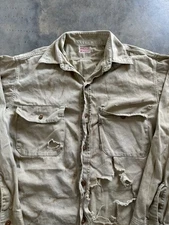 Vintage 60s 70s Hercules Sanfordized Sears Roebuck Thrashed Zombie Shirt L