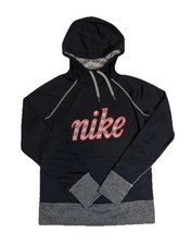 Nike Therma Fit Black Grey Fleece Hoodie Kids Size Medium
