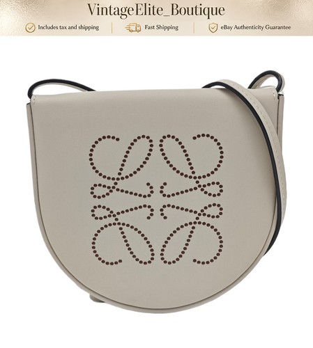 Loewe Heel Mini Beige Leather Gold HW Crossbody Shoulder Bag Authentic Preowned