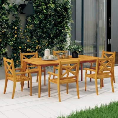 Lot de 6 Chaises à Manger d'Extérieur Sièges Jardin Bois d'Acacia Massif vidaXL - Photo 1/4