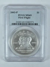 2003-P First Flight Commemorative Dollar MS69 PCGS Blue Label