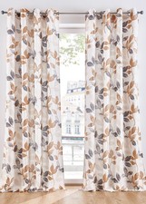 1er Pack Microfaser Vorhang mit Blättermotiv Gr. 3 H/B: 225/135 cm Sand Grau Neu