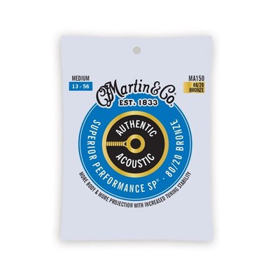 Martin MA150 Authentic SP Medium 80/20 Bronze Acoustic Guitar Strings, 13-56