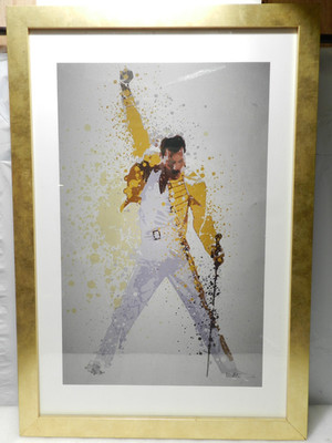 Original Watercolor Painting Freddie Mercury Queen  26 x18  Framed  (H95JK)