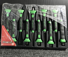 Snap-on Ppcsg710 Green 10 Pc Soft Grip Punch And Chisel Set Used