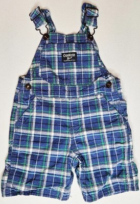 OshKosh B gosh Baby Plaid Shortalls Overalls Adjustable Cotton 18 Months
