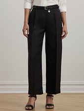 Lauren Ralph Lauren Women's Linen-Blend Twill Wide-Leg Pants Black SZ.16 NWT 185