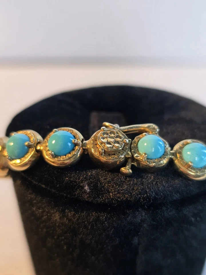 QVC Sleeping Beauty Turquoise Tennis Bracelet 925 Sterling Silver Size 7.5" - Image 3 of 4