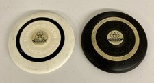 1967 Vintage Set Of Two WHAM-O Mini Frisbees In Black  White 4 Inches Across