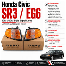 Depo Front Corner Signal Parking Light Pair Honda Civic Eg Eg6 Sr3 92-95 Amber Depo Front Corner Signal Parking Light Pair Honda Civic Eg Eg6 Sr3 92-95 Amber