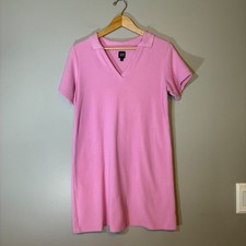 Gap Pink Polo Dress Womens Small V-Neck Short Sleeve Pique Knit Mini Shift Dress
