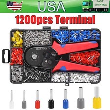 Ferrule Crimper Plier Crimping Tool Kit 1200Pcs Cable Wire Electrical Terminals