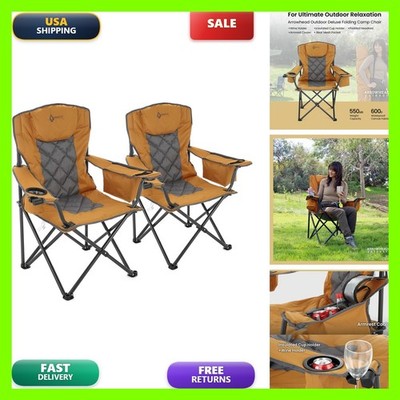 Arrowhead Outdoor 2-Pack Portable Folding Camping Quad Chair W/ 6-Can Cooler