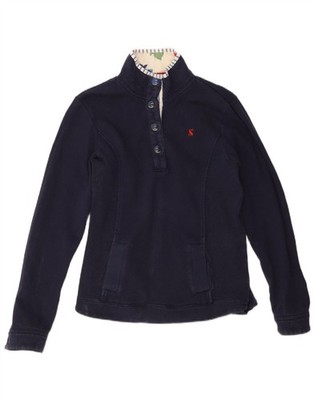 Joules Damen Sweatshirt Pullover mit Knopfleiste UK 8 Small marineblau Baumwolle CO05