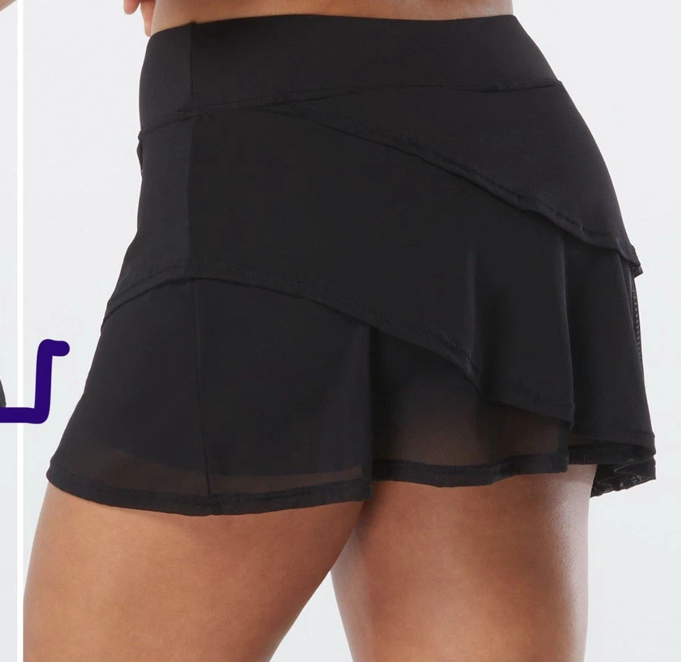 Falda de natación COCO Reef para mujer negra con superposición IIIusion talla mediana Foto 4 de 4