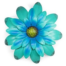Metal Flowers Wall Decor Metal Wall Art Decorations Hanging For Indoor Blue