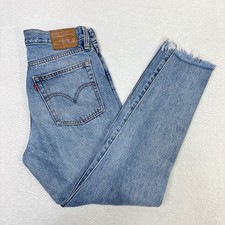 Levis Wedgie Straight Jeans Light Wash Raw Hem Womens 27 High Rise 100% Cotton