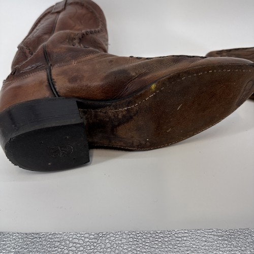Dan Post Vintage Herren Walnuss Hirsch Seil bestickt Größe 8,5 D - Bild 9 von 10