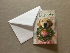 Golden Retriever Christmas Greeting Card & Envelope By Hallmark-Made In USA, New