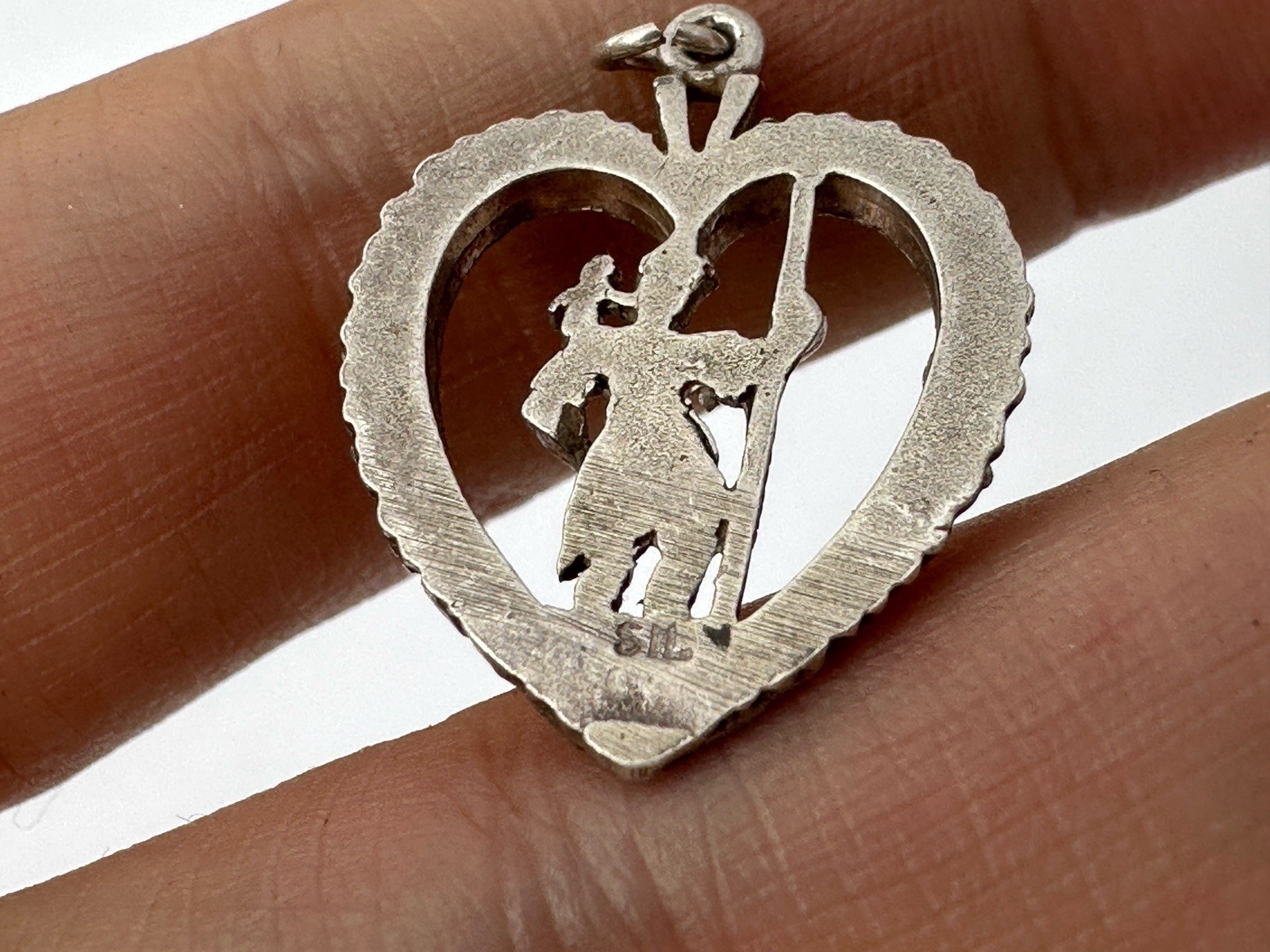 Vintage Heart Solid Silver St. Christopher Pendan… - image 2