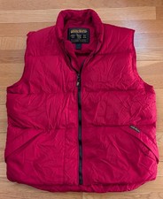 Vintage Woolrich Mens Medium Red Duck Down Vest Puffer Quilted Padded Gilet