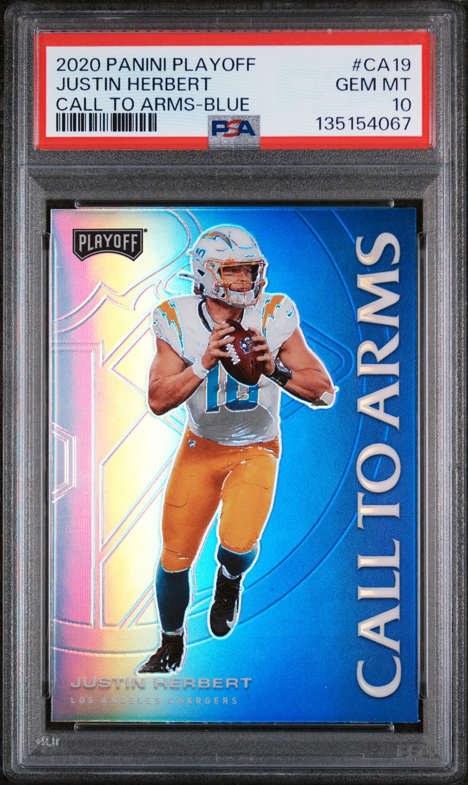 Justin Herbert Panini Playoff Call to Arms #CA19 Blue