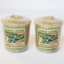 Yankee Candle Sage & Citrus Votive Lot of 2 - Vintage Retired 