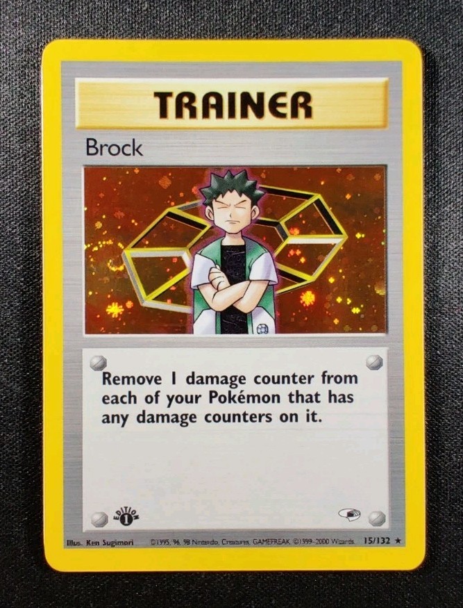 2000 Pokemon Gym Heroes Brock #15 1st Edition WOTC Holo Foil NM/Mint