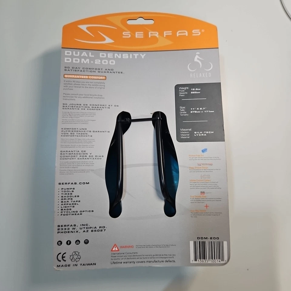 Serfas Мужская DDM-200 двойной плотности седло черный 565g новый - Изображение 3 из 3