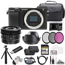 Sony Alpha a6400  Sony FE 40mm f/2.5 G Lens 64GB  Ext Bat 3 PC Filter- Kit