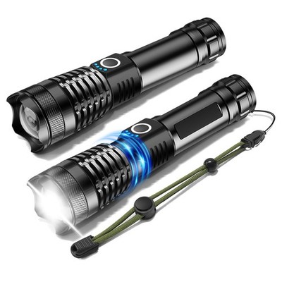 Rechargeable Strong Flashlight, 2Packs Zoomable LED Powerful Flashlights 1500...