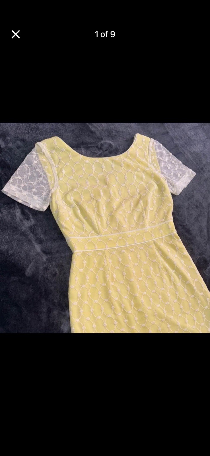 Antonio Melani Yellow Sheath Knee Length Dress Sz 6 V-Neck M