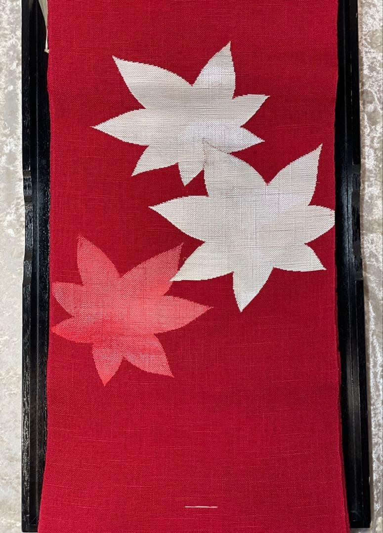 Kimono Obi Nagoya Silk Gauze Red White Gray Unused Summer Traditional Japanese