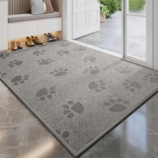 Door Mat Indoor Entrance 17"X30", 0.16" Thin Paw Print Low Pile Doormat, Non Sli