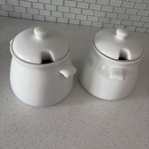 Le Gourmet Chef Large White Porcelain Soup Tureen Set Of 2