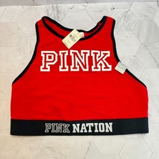 NWT Victoria  s Secret PINK NATION Red Sports Bra Size M A-C Retired Racer Back